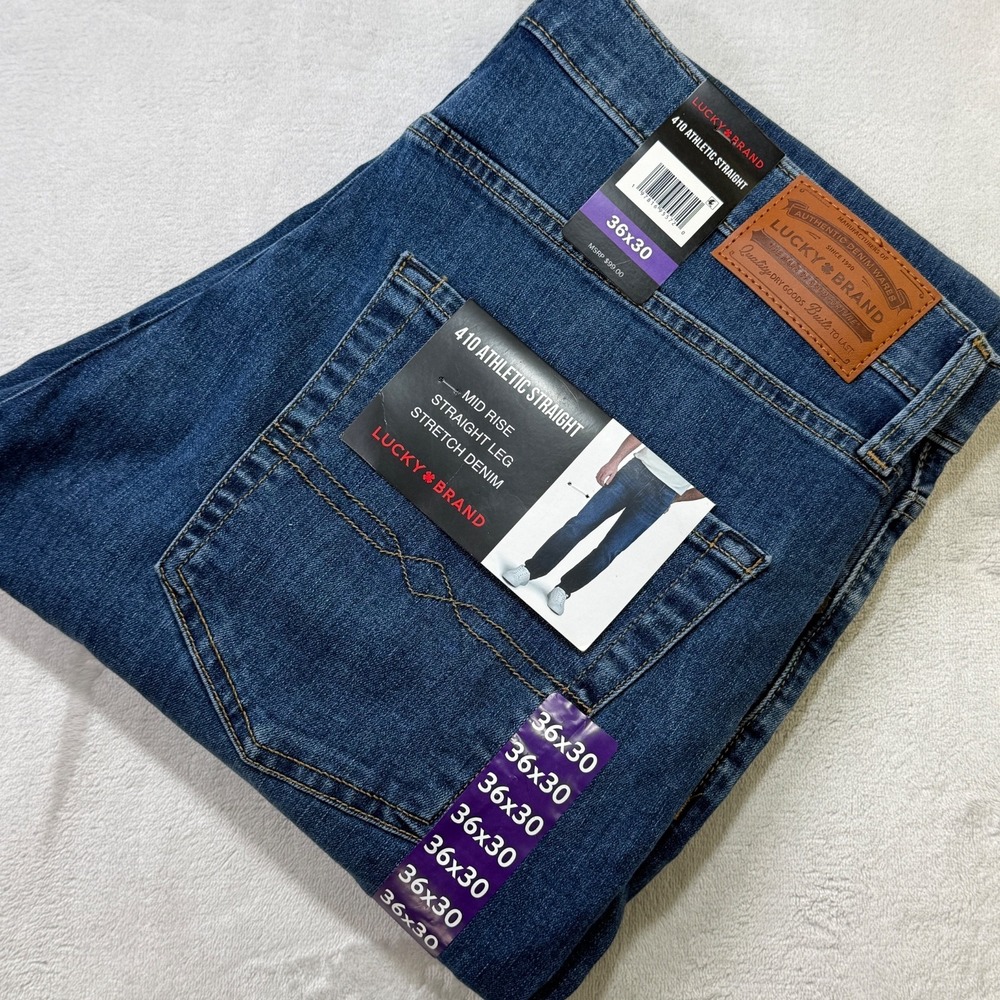 Lucky Brand Mens 36x30 410 Athletic Straight Jeans Medium Wash NWT